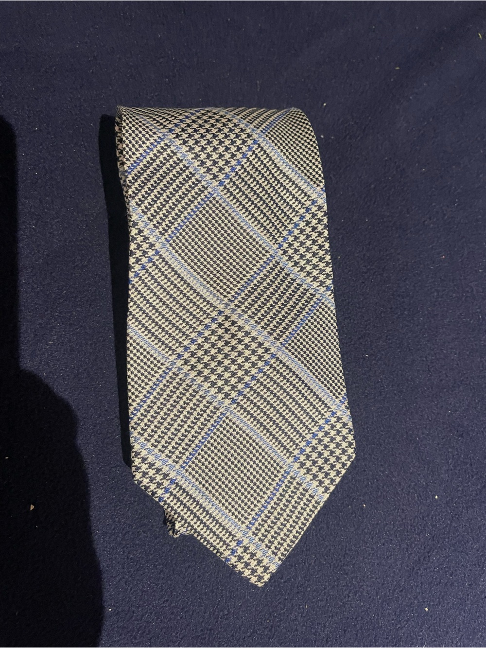 Brooks Brothers Gray Tie with Light Blue Windowpane Glen Plaid